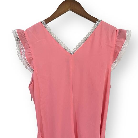 Betsey Johnson Boudoir Chiffon Maxi Dress Size 4 Flamingo Pink *FLAWED* - Picture 9 of 10